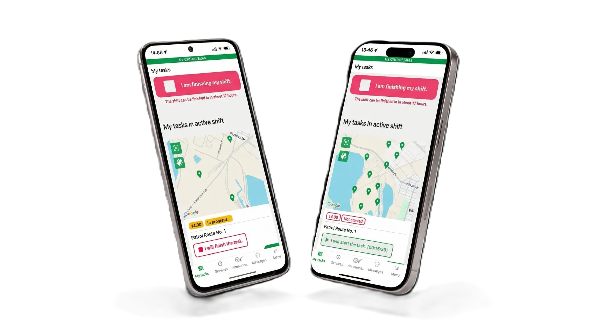 Trinity Guard app iPhone és Samsung készüléken – háttér nélküli mobilalkalmazás mockup