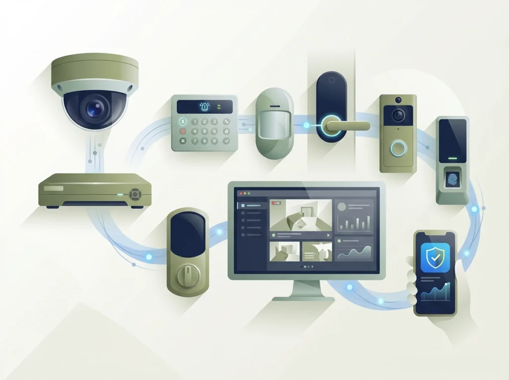security-technology-ecosystem-cctv-nvr-alarm-access-control-smart-security